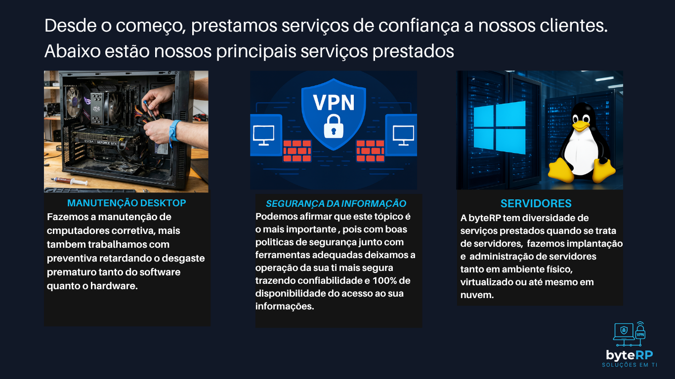 Técnico realizando manutenção em computador desktop, servidor Windows e Linux