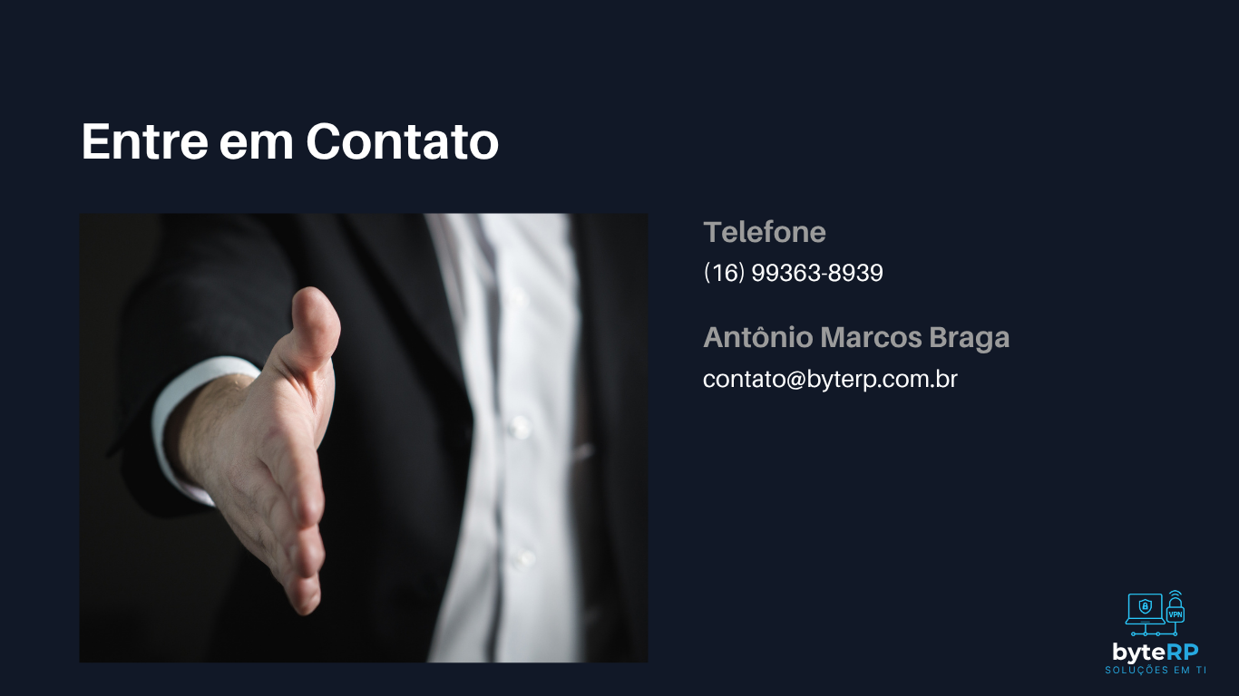 Página de contato da ByteRP com imagem de aperto de mão